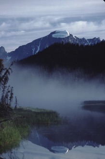Mt Stupendous reflected in Fish Lake